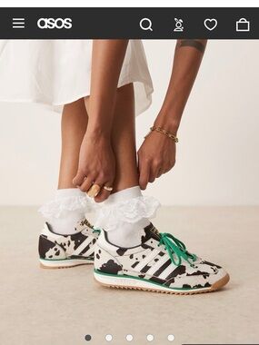 adidas Women's Cow-Print Sneakers with Green Laces